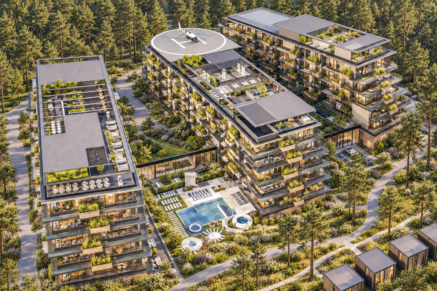Solo Resort — wizualizacja kompleksu nad mazurskim jeziorem